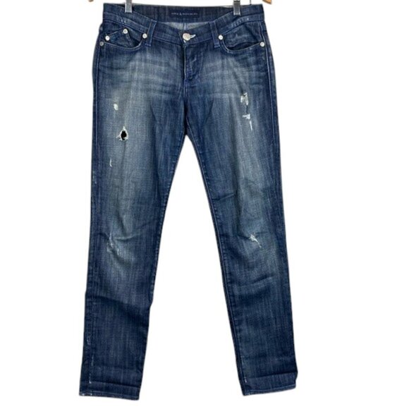 Rock & Republic jeans distressed tapered leg relaxed fit size 28 low rise - Picture 1 of 12